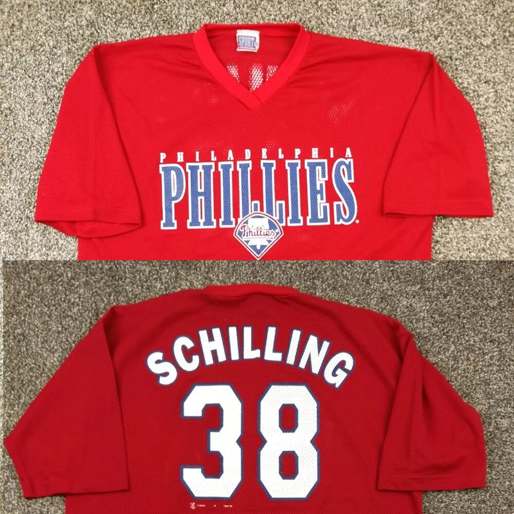 Vintage 1990 Philadelphia Phillies Curt Schilling Jersey Sport Attack Mens XL